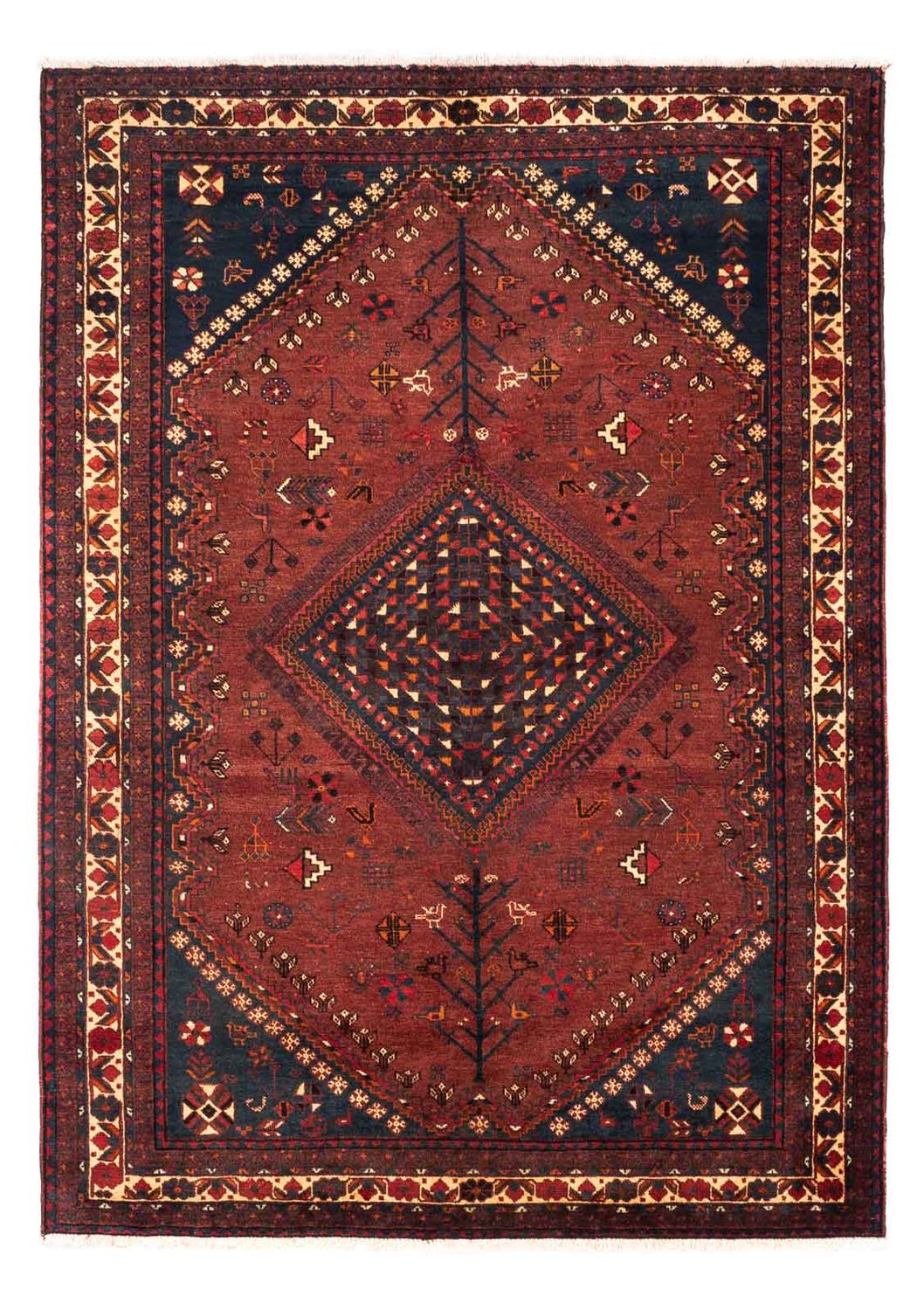 Persisk tæppe - Nomadisk - 248 x 180 cm - mørkerød