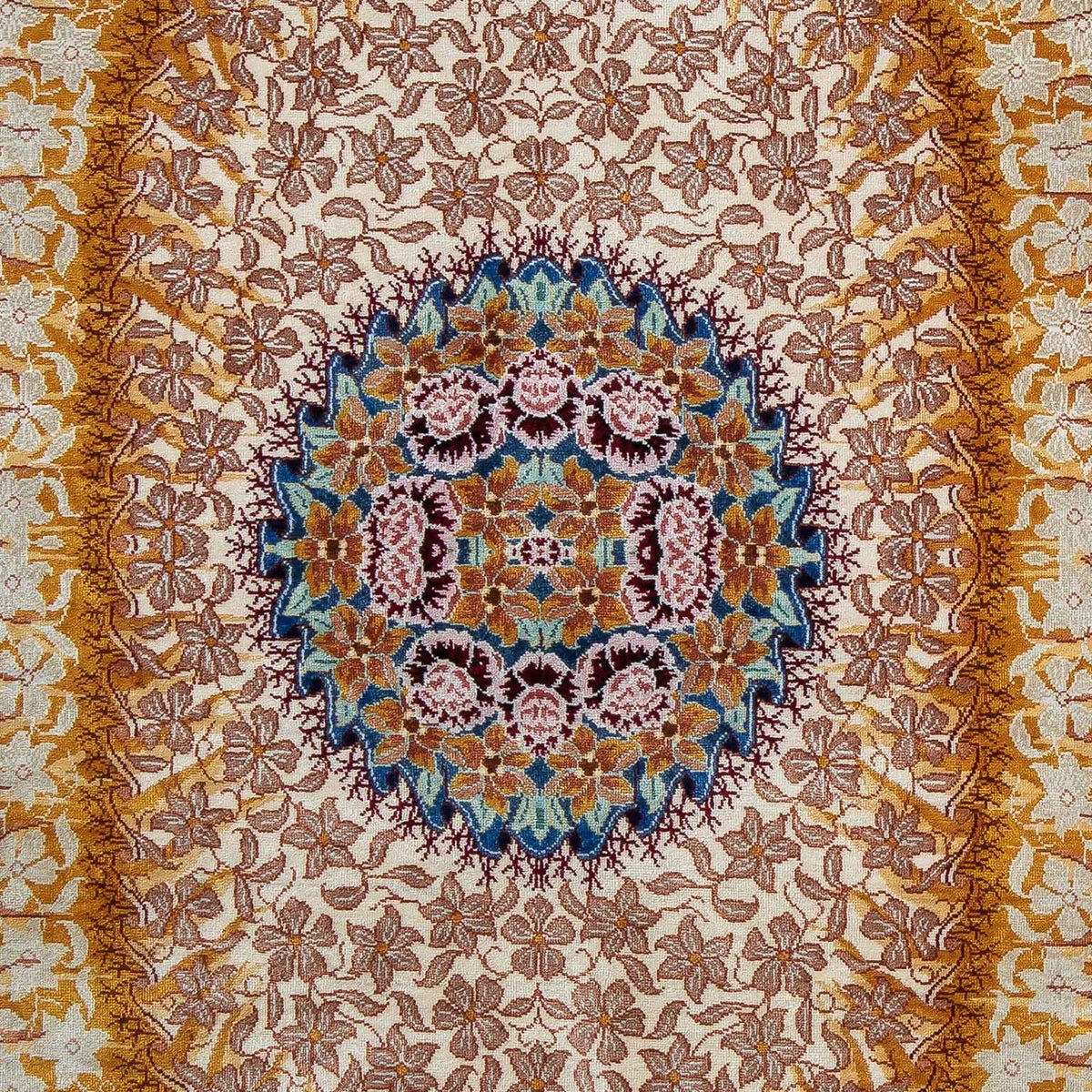 Silketæppe - Ghom Silk - Premium - 93 x 60 cm - mørkeblå