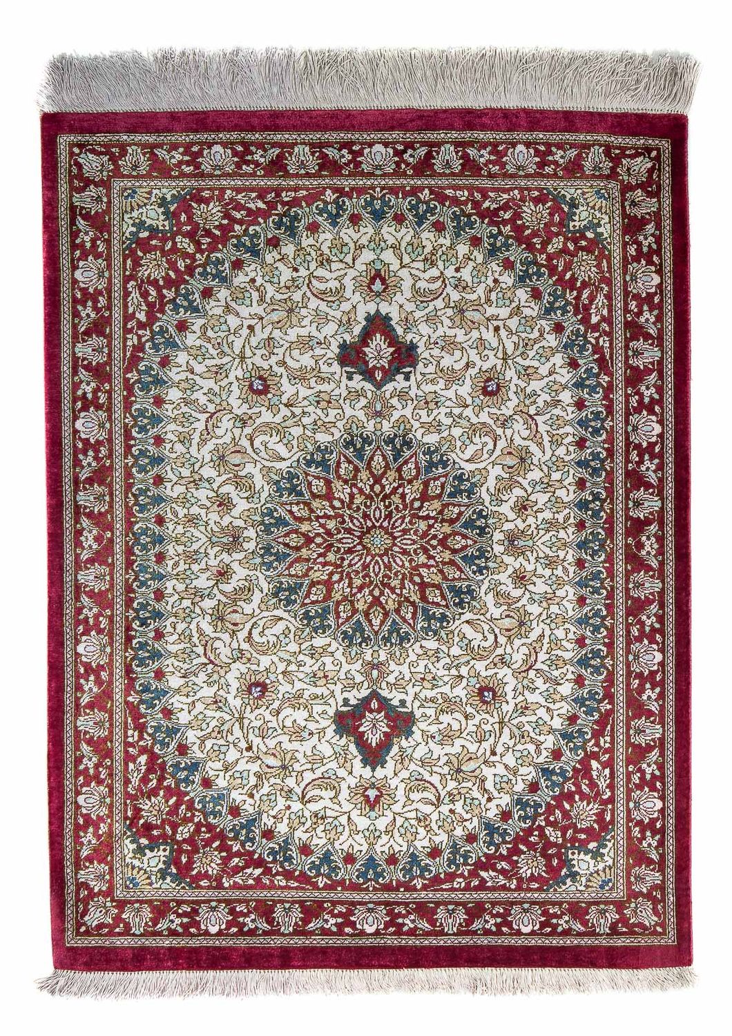 Persisk tæppe - Ghom - 78 x 60 cm - mørkerød