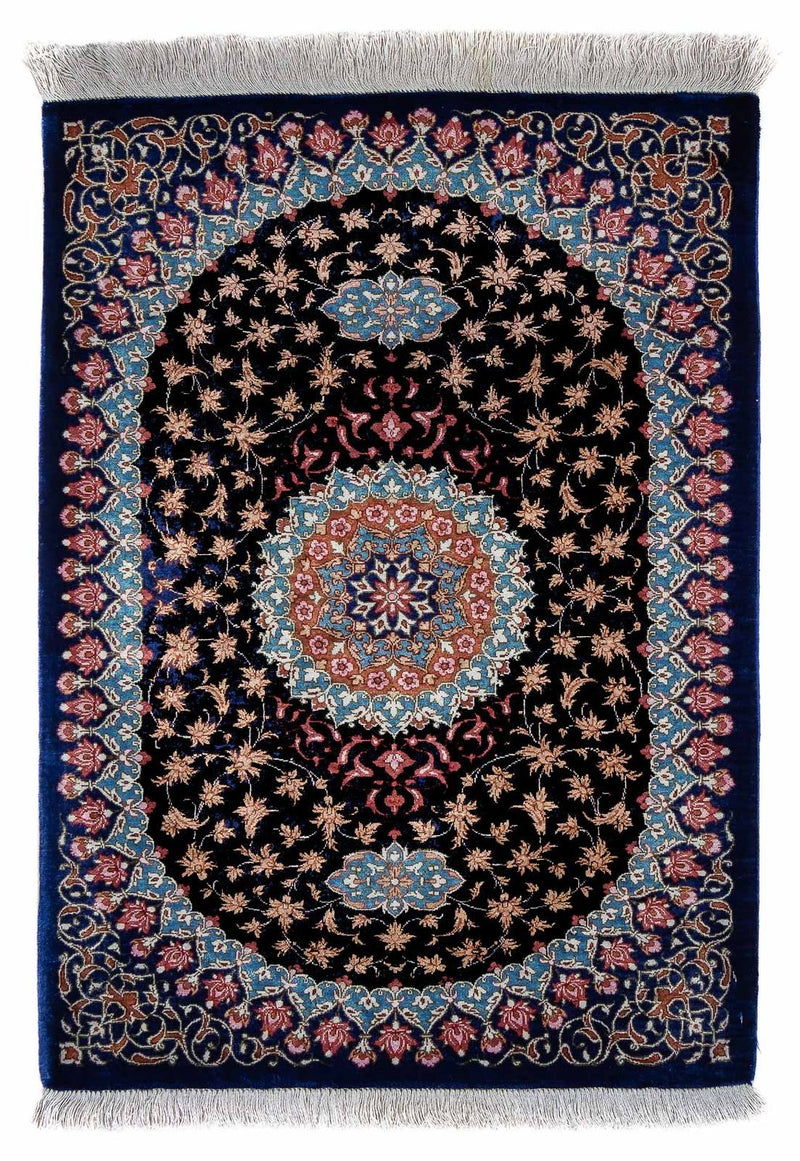 Persisk tæppe - Ghom - 80 x 55 cm - mørkeblå