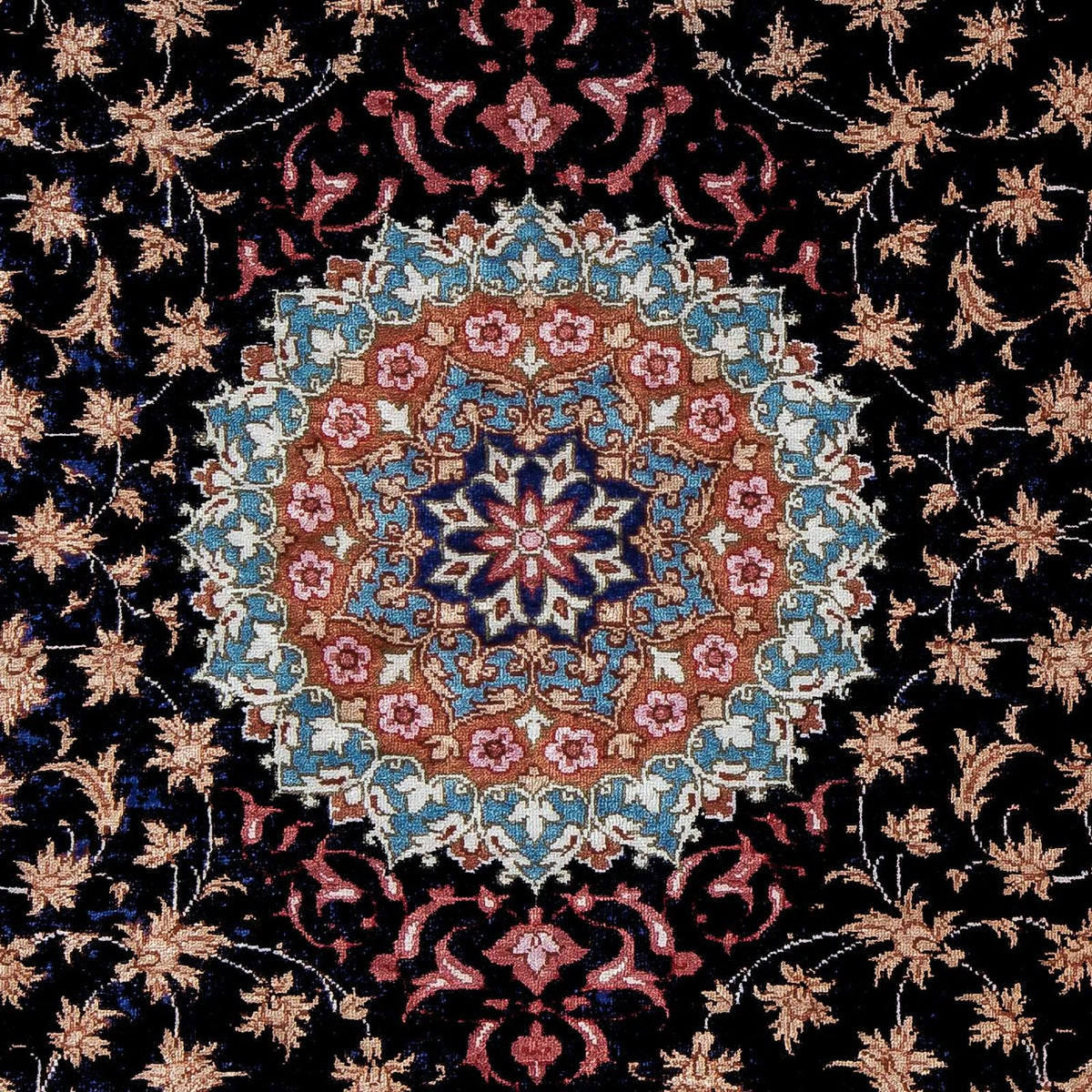 Persisk tæppe - Ghom - 80 x 55 cm - mørkeblå