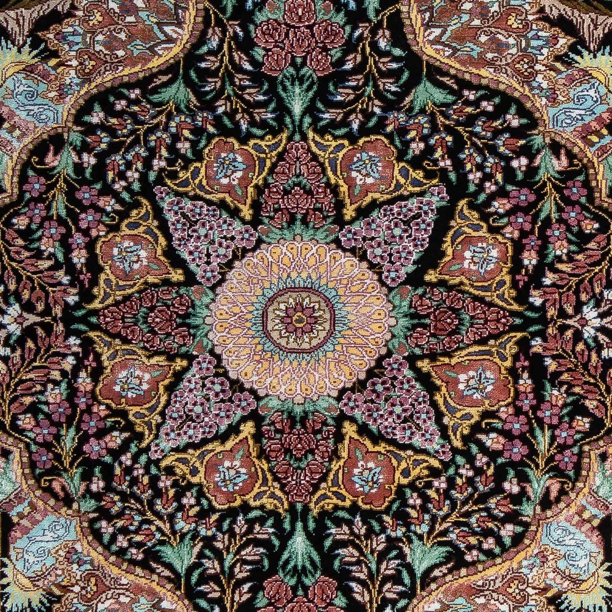 Persisk tæppe - Ghom - 85 x 61 cm - mørkeblå