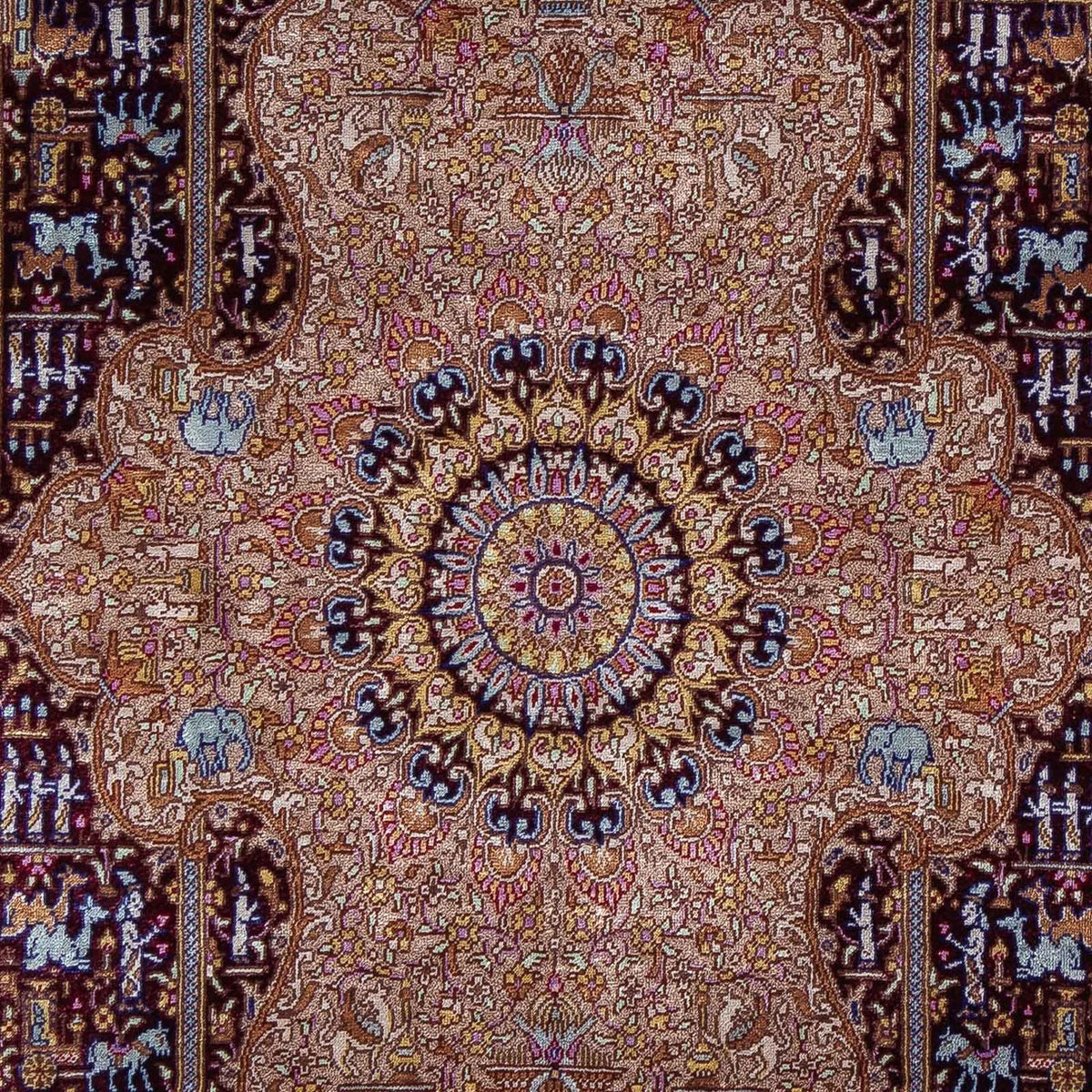 Persisk tæppe - Ghom - 90 x 62 cm - mørkeblå