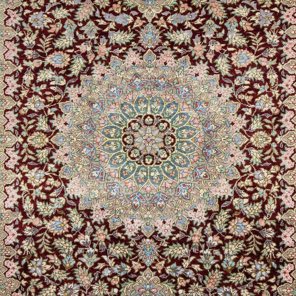 Persisk tæppe - Ghom - 88 x 57 cm - mørkerød