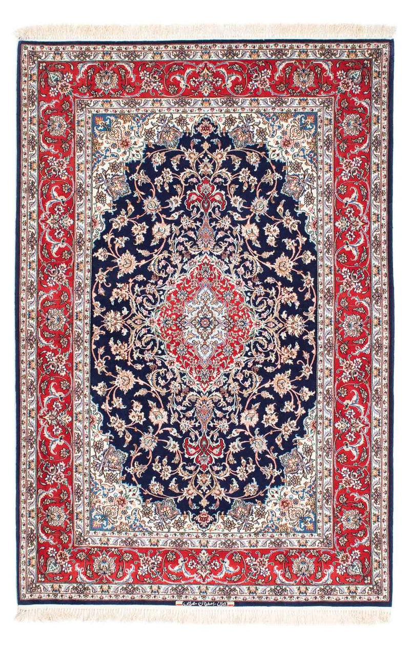 Persisk tæppe - Isfahan - Premium - 197 x 130 cm - mørkeblå
