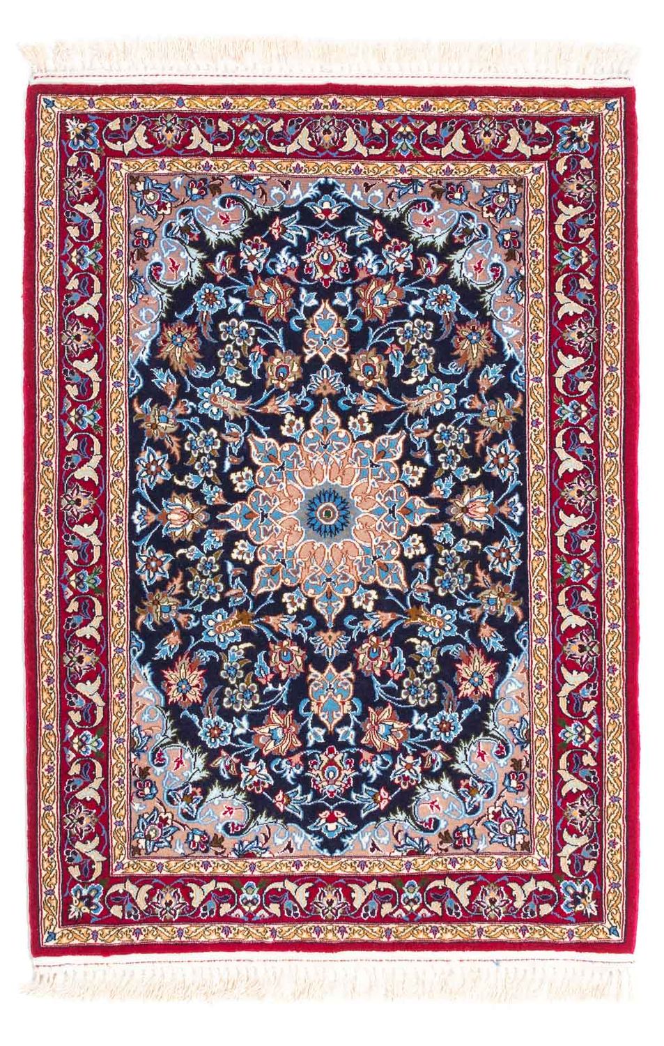 Persisk tæppe - Isfahan - Premium - 104 x 72 cm - mørkeblå