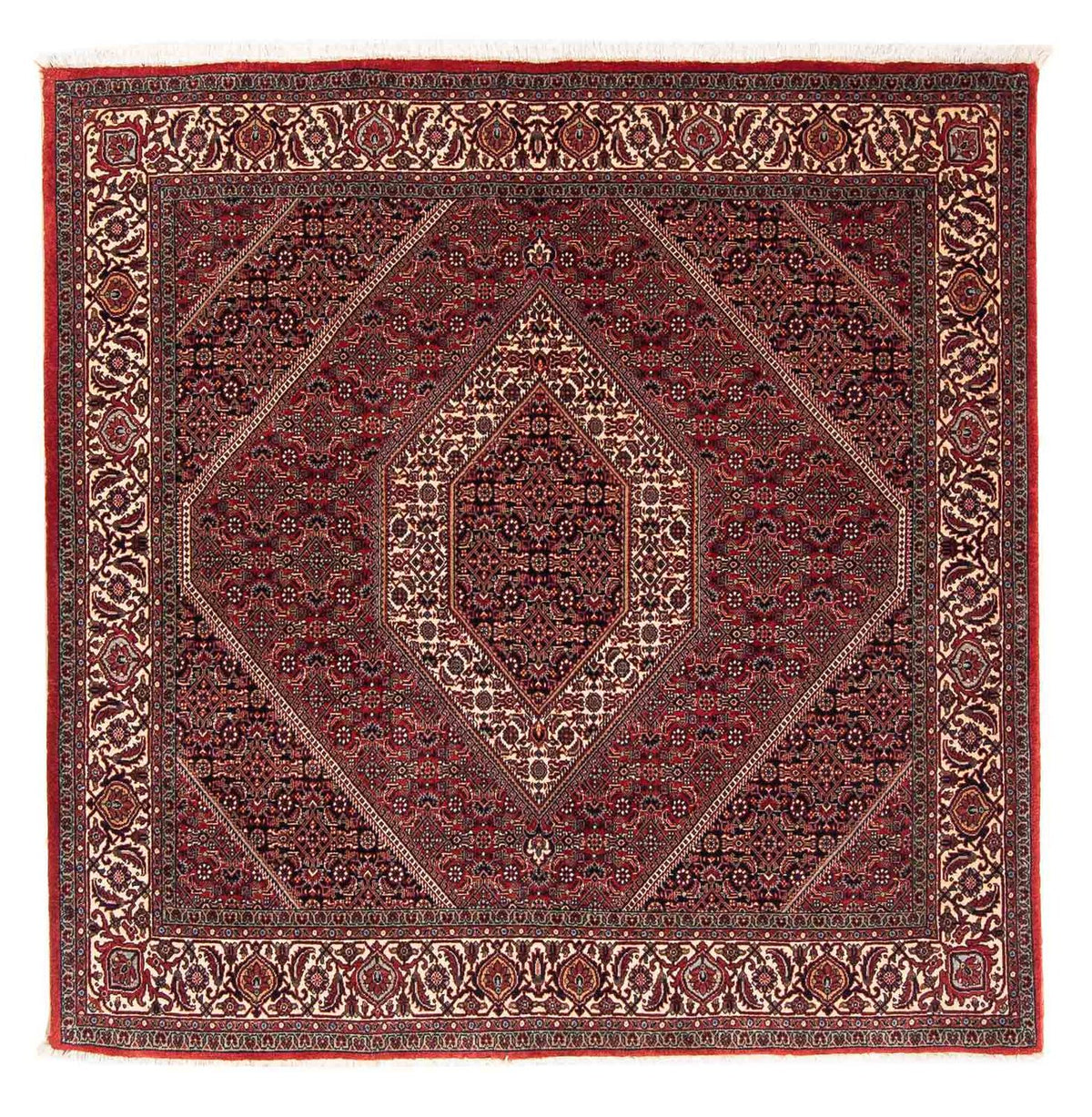 Persisk tæppe - Bijar firkantet - 152 x 148 cm - mørkerød