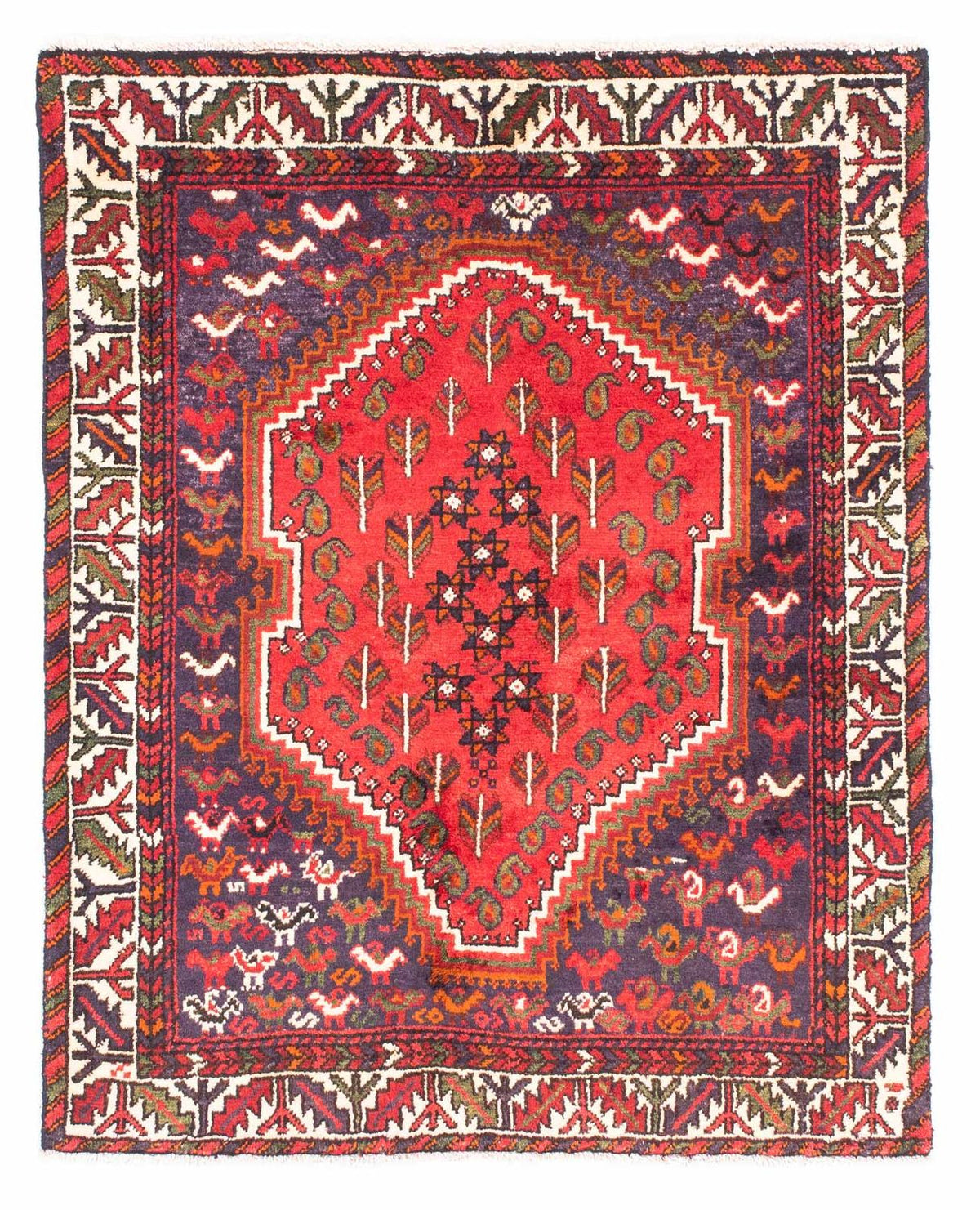 Persisk tæppe - Nomadisk - 139 x 111 cm - mørkerød