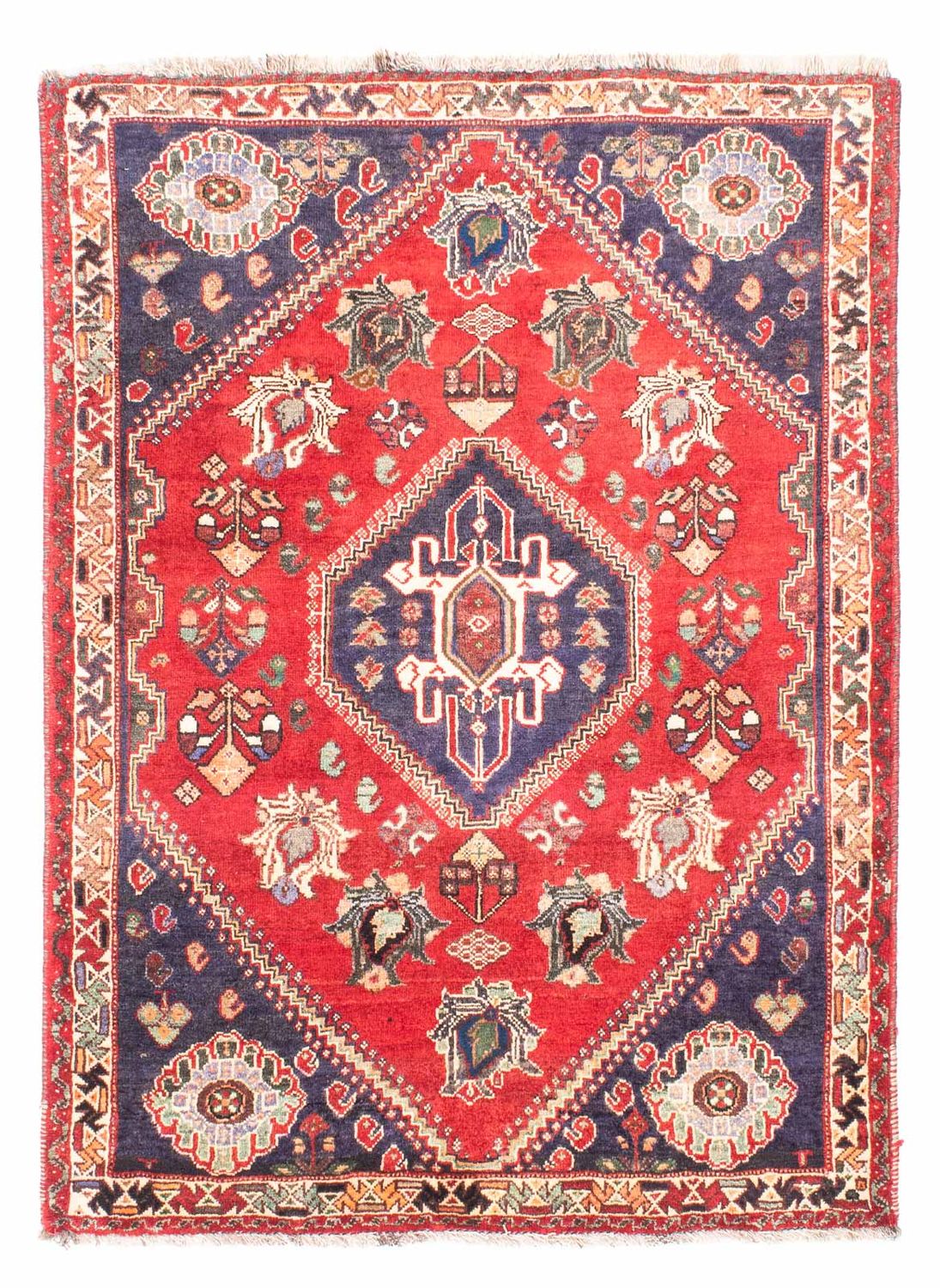 Persisk tæppe - Nomadisk - 160 x 116 cm - mørkerød