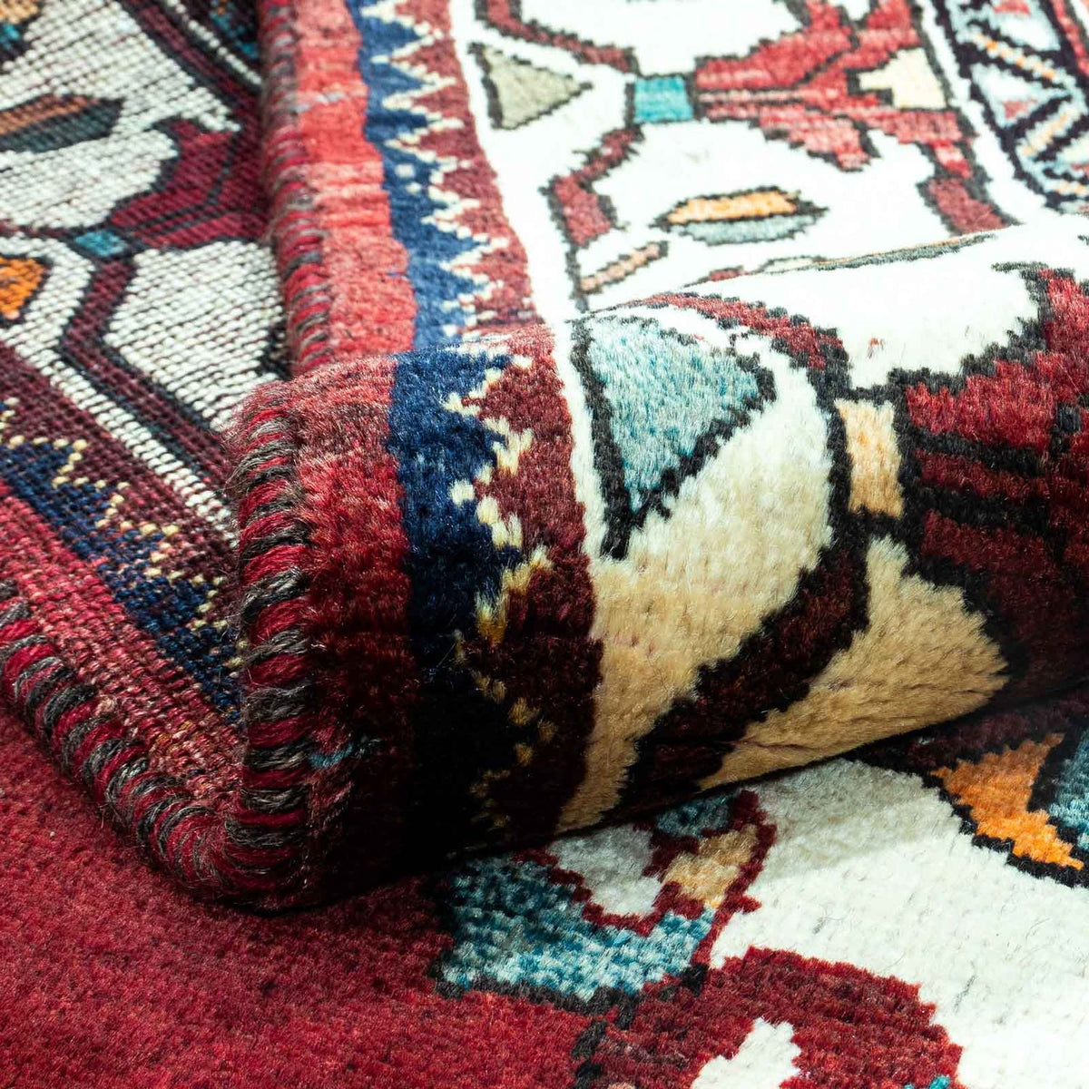 Persisk tæppe - Nomadisk - 240 x 150 cm - mørkerød