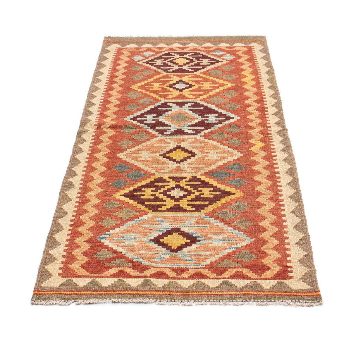 Løber Kelim-tæppe - orientalsk - 193 x 75 cm - brun
