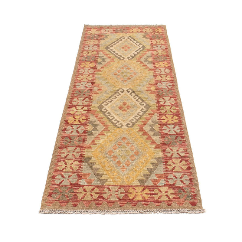Løber Kelim Carpet - Splash - 207 x 66 cm - lysrød