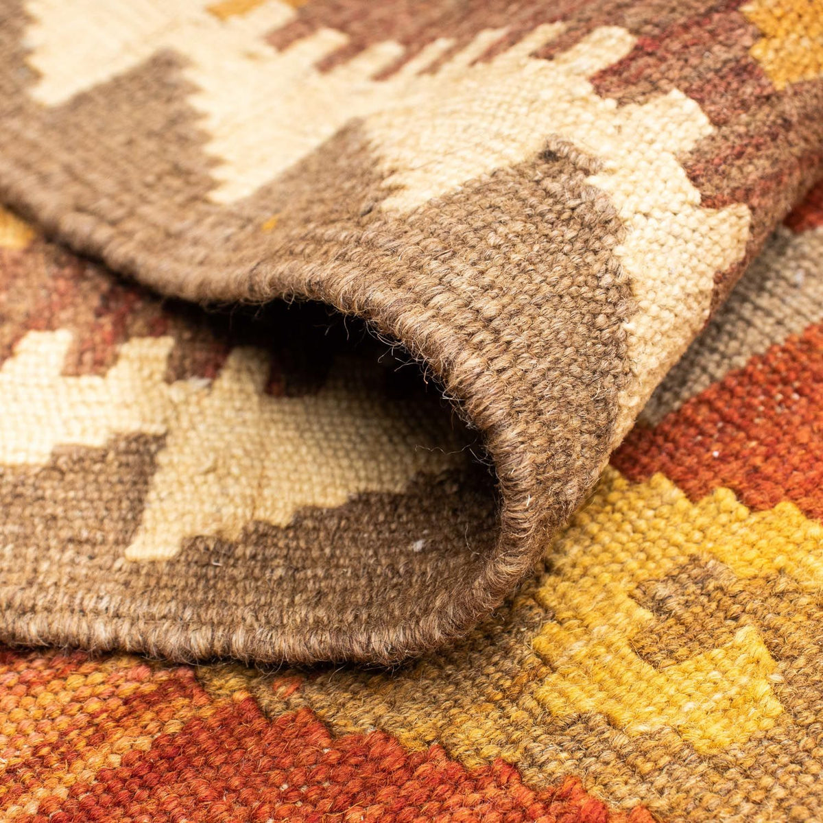 Løber Kelim-tæppe - orientalsk - 203 x 64 cm - lys brun