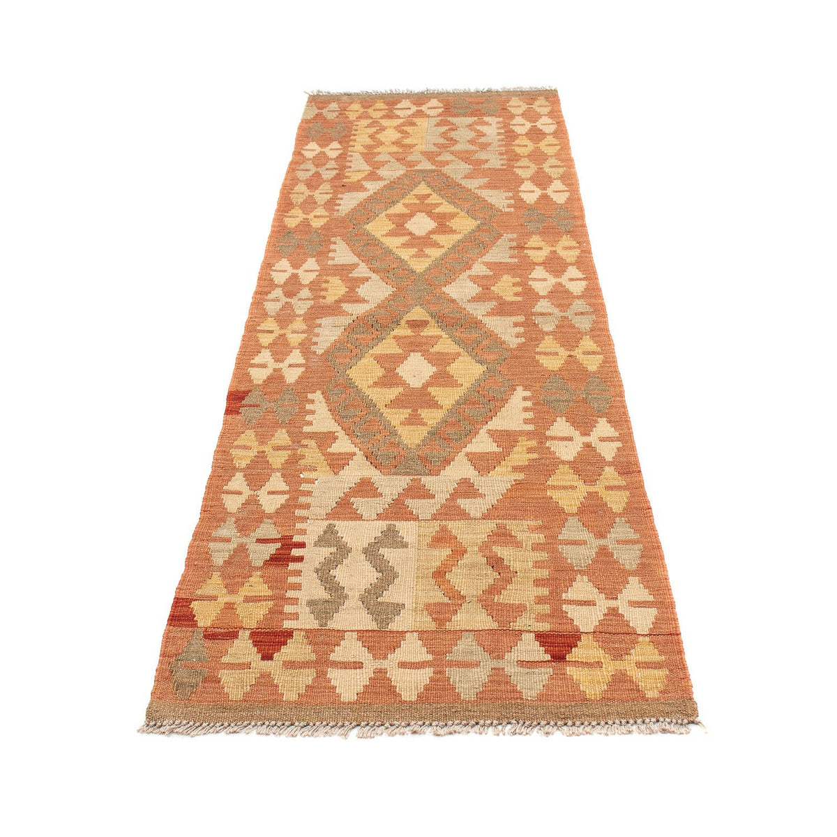 Løber Kelim Carpet - Splash - 207 x 65 cm - lysrød
