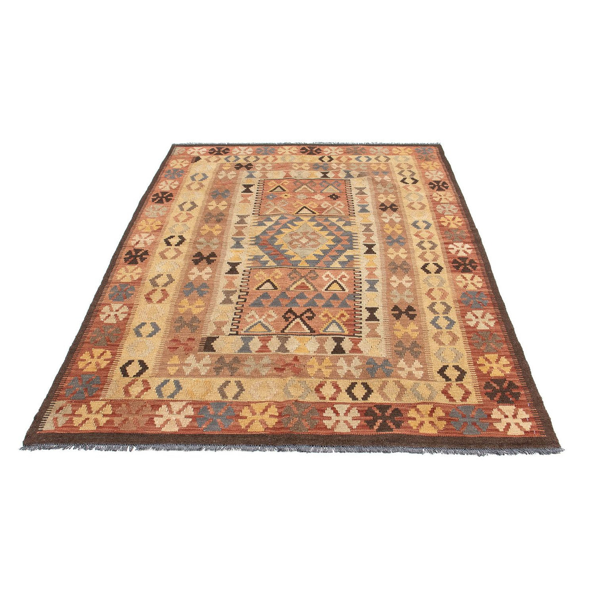 Kelim-tæppe - orientalsk - 204 x 130 cm - flerfarvet