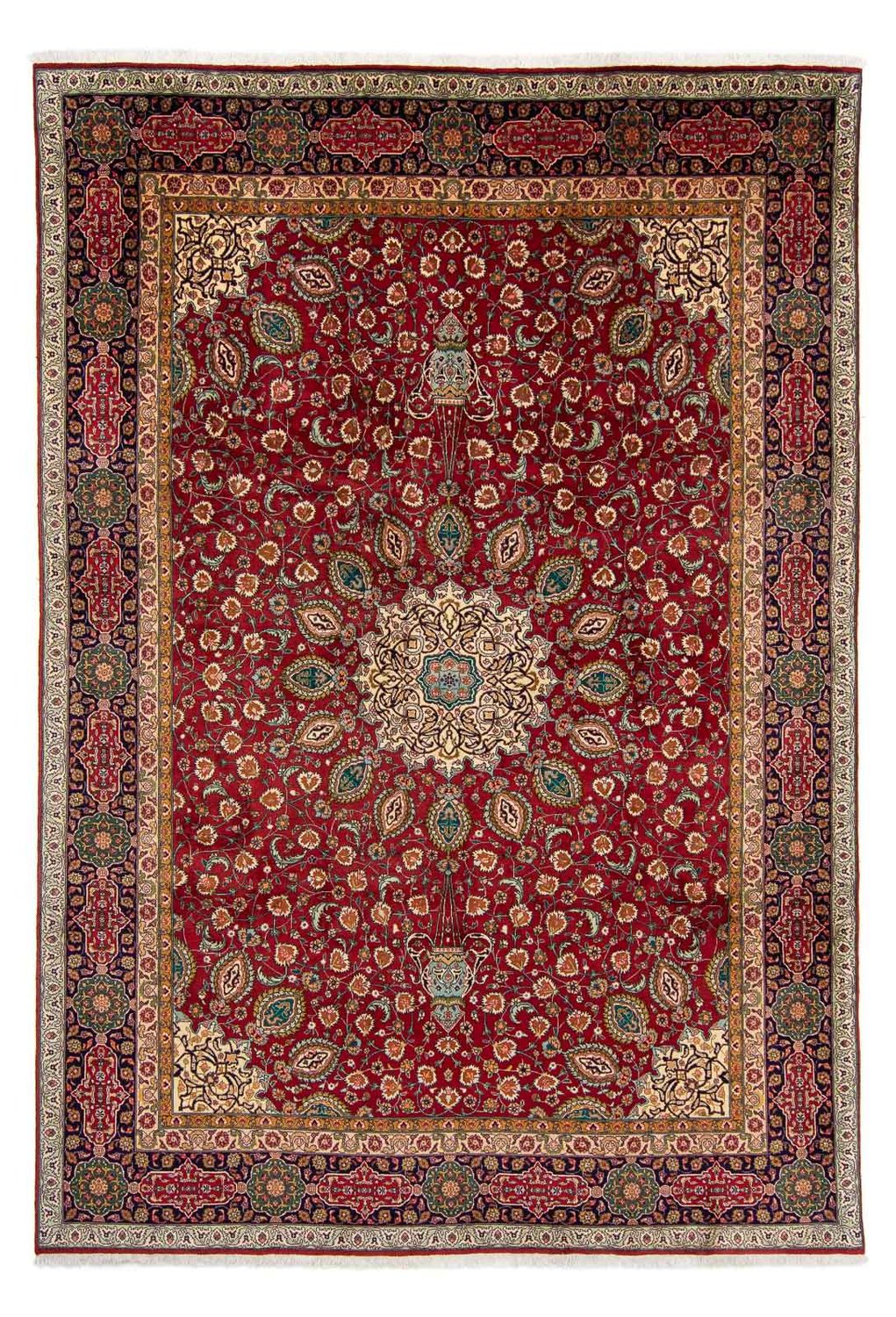 Persisk tæppe - Tabriz - Royal - 349 x 243 cm - mørkerød