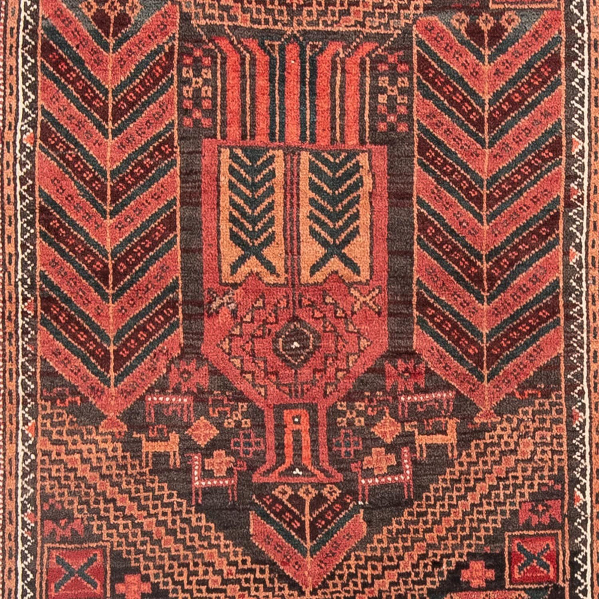 Løber Baluch-tæppe - 205 x 100 cm - lysrød