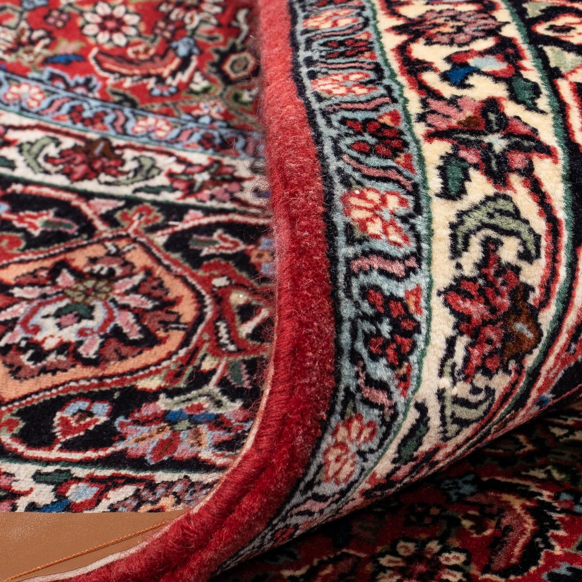 Persisk tæppe - Bijar - 300 x 252 cm - mørkerød