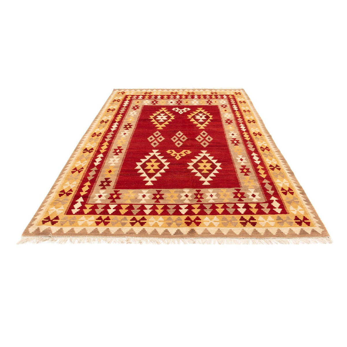 Kelim-tæppe - orientalsk - 252 x 178 cm - mørkerød
