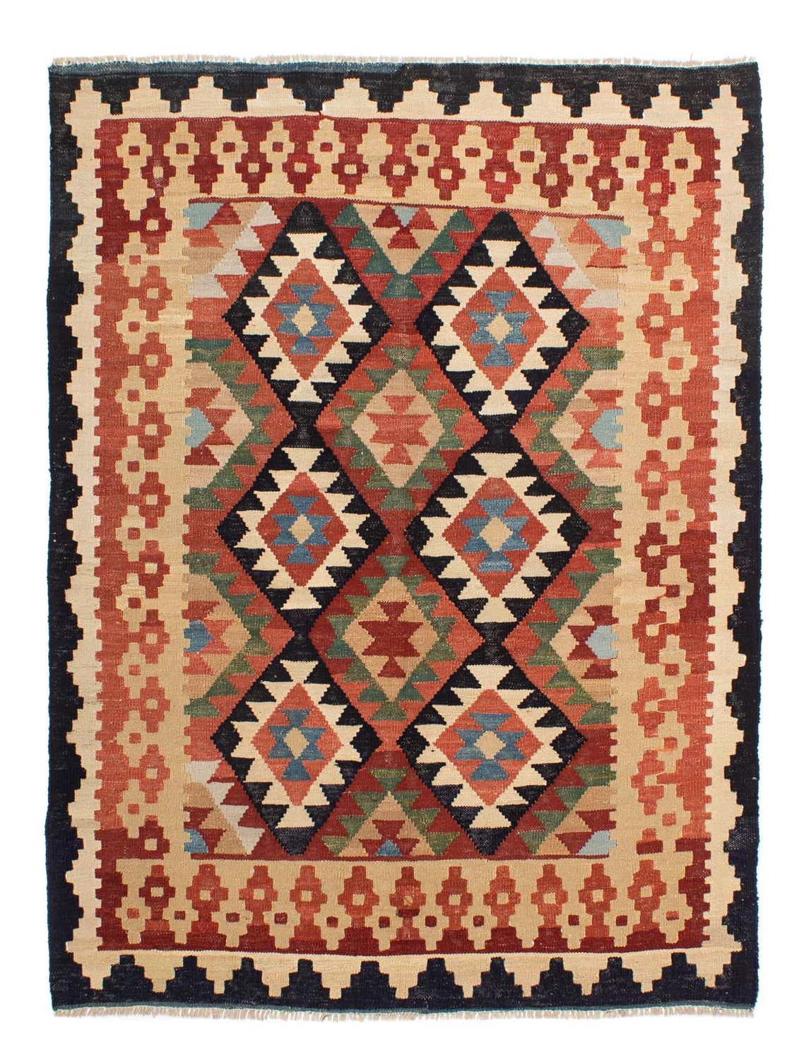 Kelim Carpet - Splash - 202 x 155 cm - flerfarvet