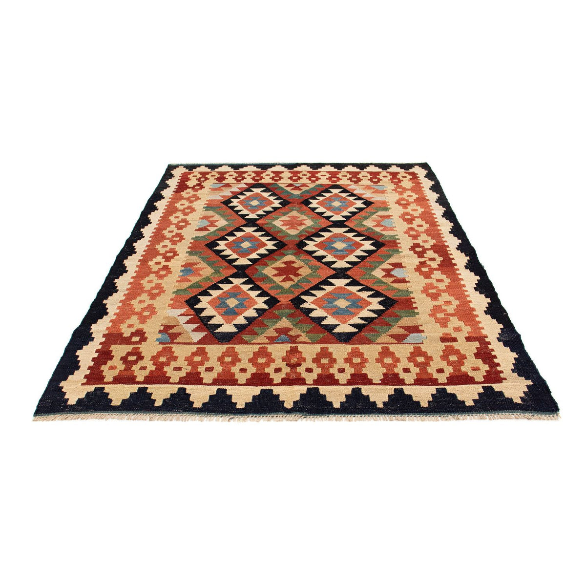 Kelim Carpet - Splash - 202 x 155 cm - flerfarvet