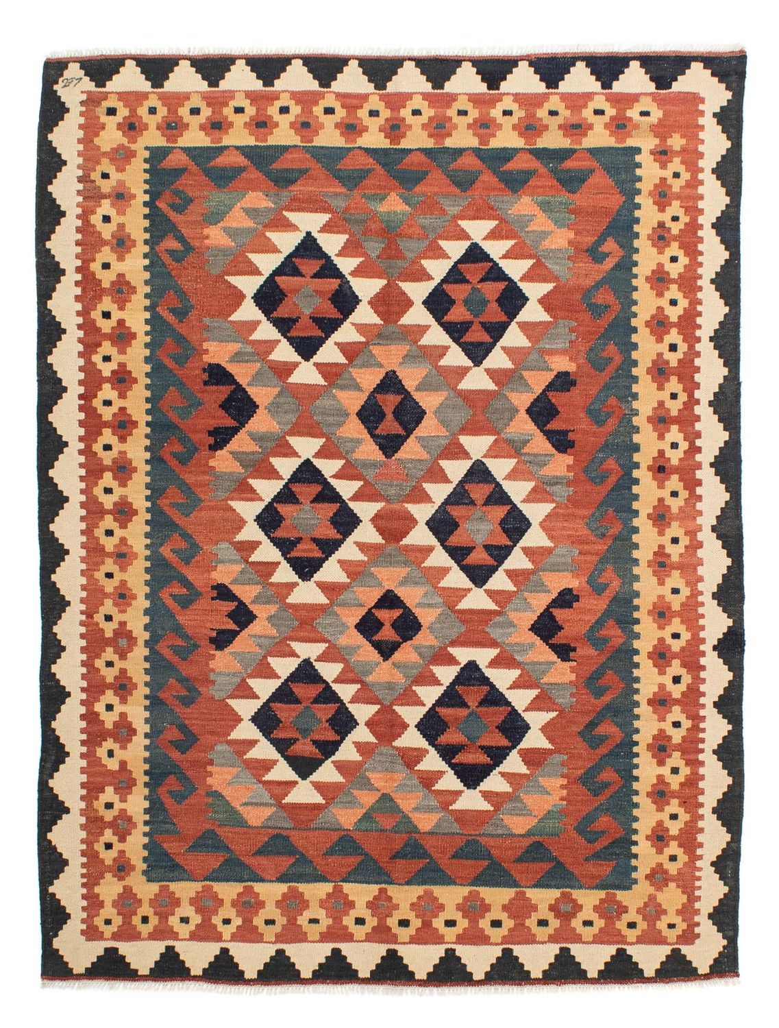 Kelim Carpet - Splash - 205 x 158 cm - flerfarvet