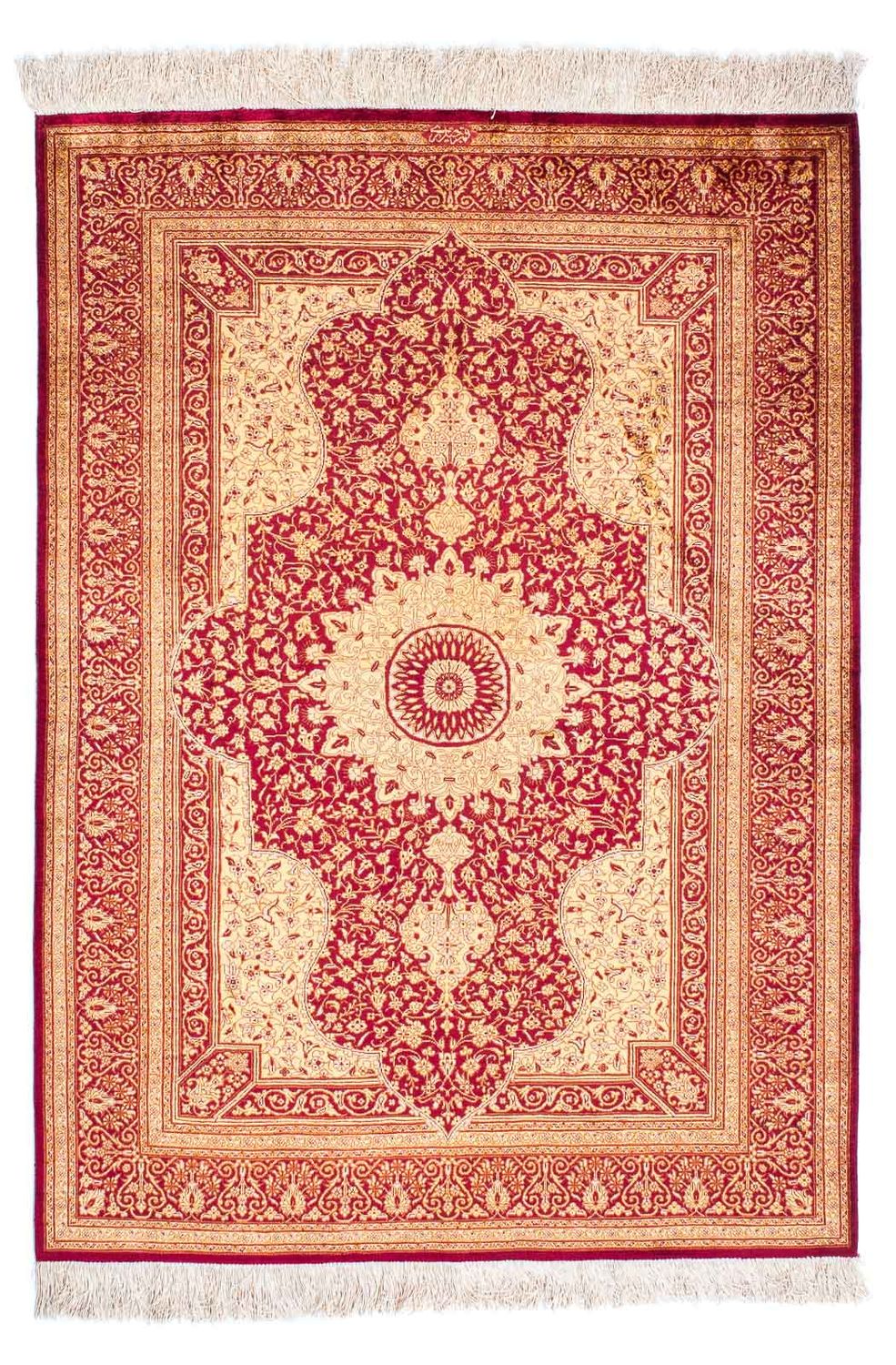 Persisk tæppe - Ghom - 147 x 102 cm - mørkerød