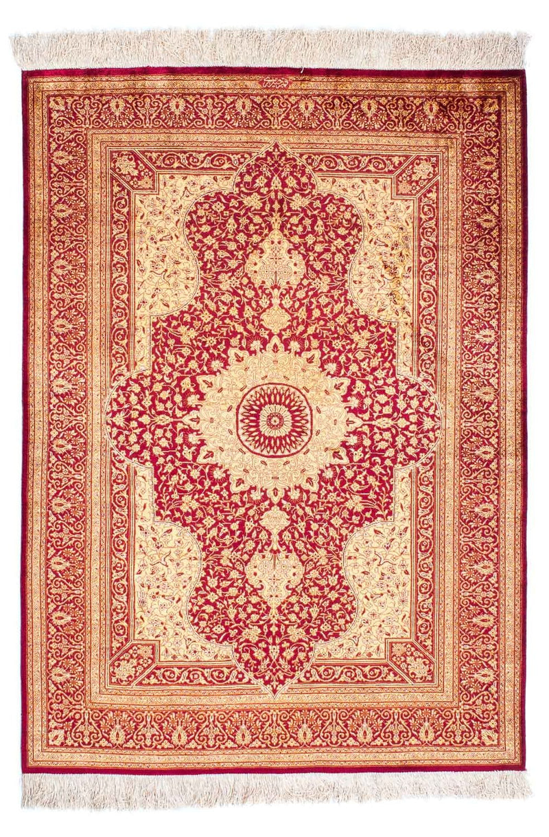 Persisk tæppe - Ghom - 147 x 102 cm - mørkerød