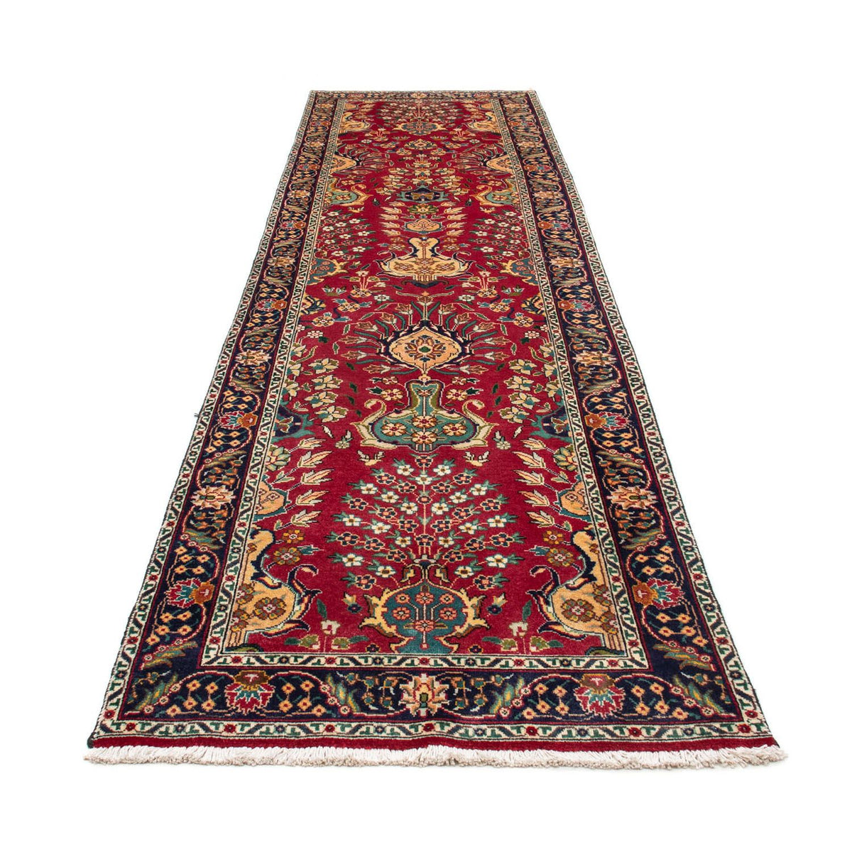 Løber Persisk tæppe - Tabriz - 400 x 105 cm - rød