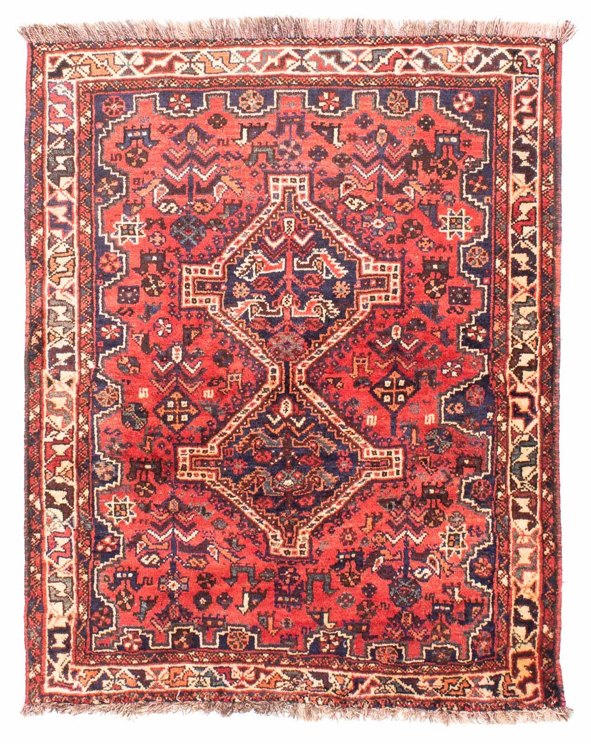 Persisk tæppe - Nomadisk - 140 x 115 cm - mørkerød