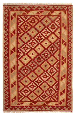 Kelim-tæppe - orientalsk - 212 x 145 cm - mørkerød