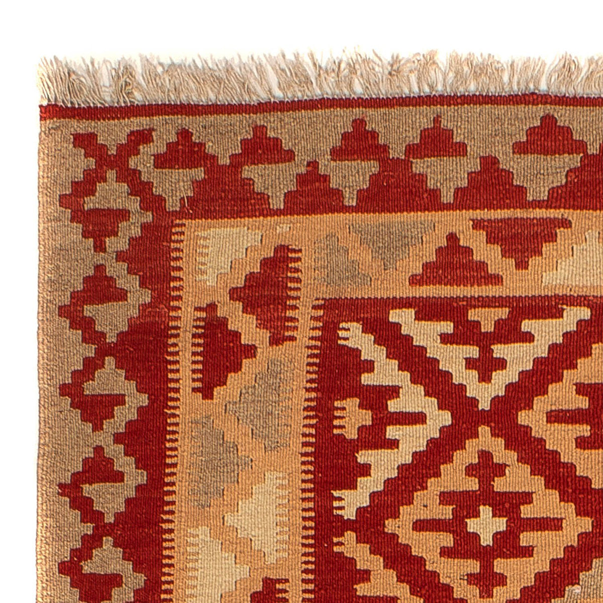 Kelim-tæppe - orientalsk - 212 x 145 cm - mørkerød