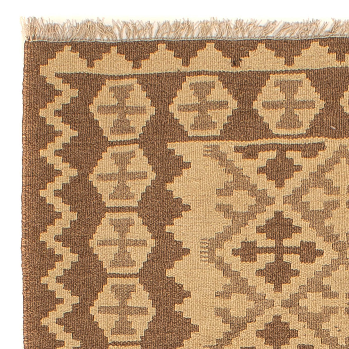 Kelim-tæppe - orientalsk - 211 x 153 cm - lys brun