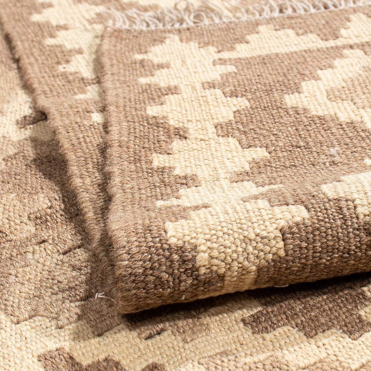 Kelim-tæppe - orientalsk - 190 x 145 cm - lys brun