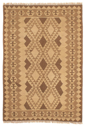 Kelim-tæppe - orientalsk - 217 x 150 cm - lys brun