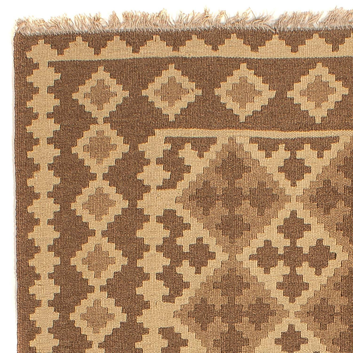 Kelim-tæppe - orientalsk - 192 x 145 cm - lys brun