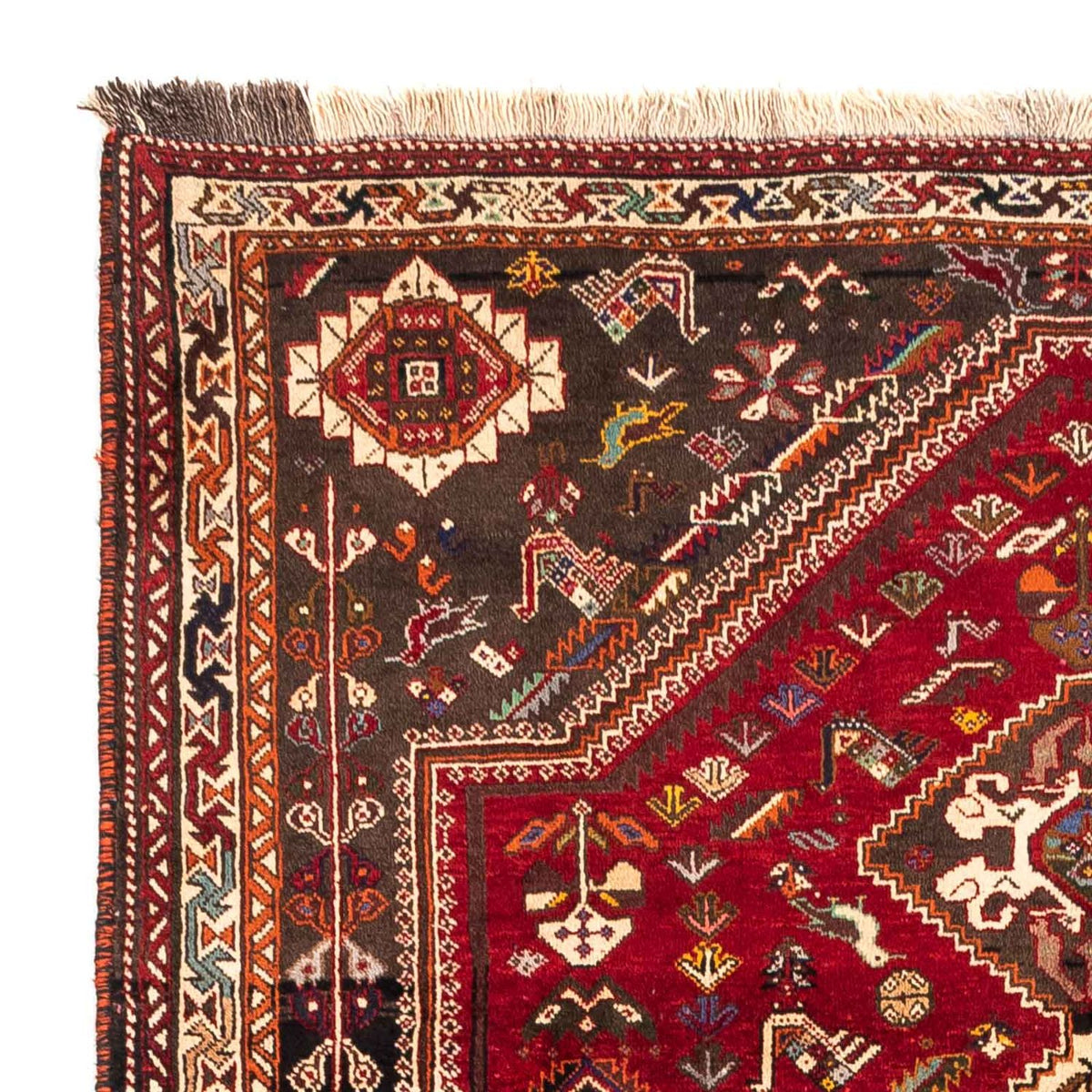 Persisk tæppe - Nomadisk - 270 x 175 cm - mørkerød