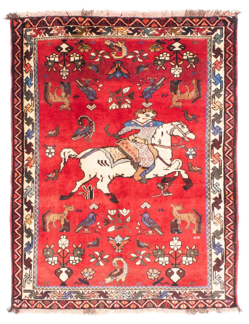 Persisk tæppe - Nomadisk - 158 x 123 cm - mørkerød