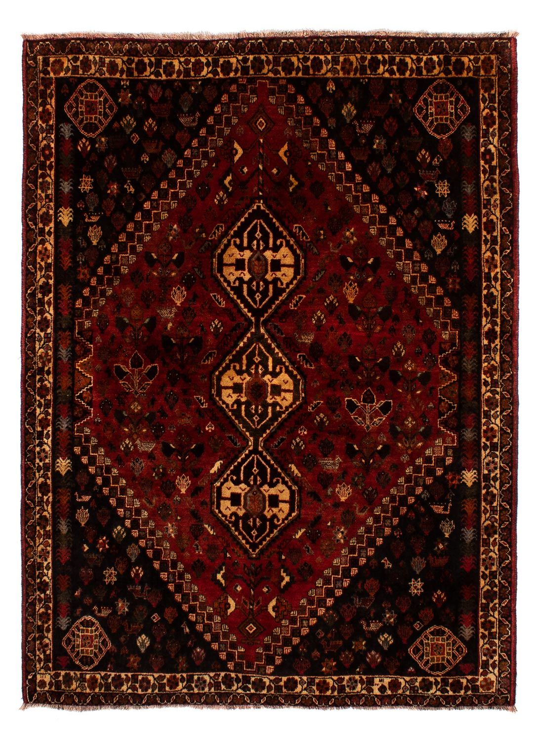Persisk tæppe - Nomadisk - 250 x 185 cm - mørkerød