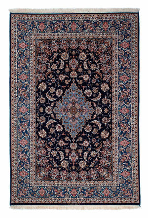 Persisk tæppe - Isfahan - Premium - 218 x 145 cm - mørkeblå