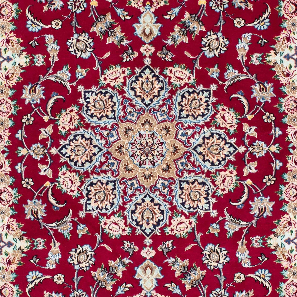 Persisk tæppe - Isfahan - Premium - 194 x 131 cm - mørkerød