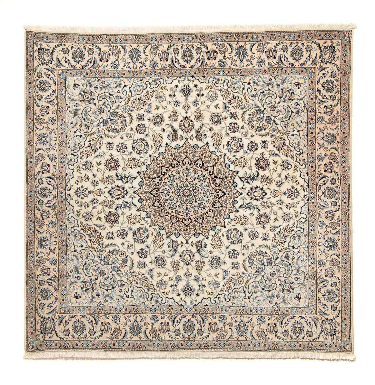 Persisk tæppe - Nain - Royal firkantet  - 202 x 201 cm - beige