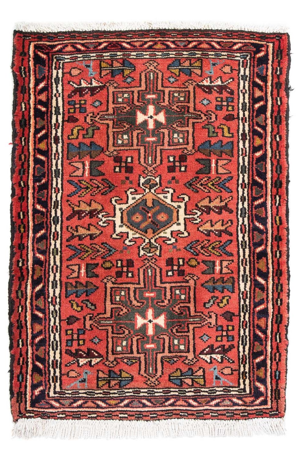 Persisk tæppe - Nomadisk - 100 x 67 cm - mørkerød