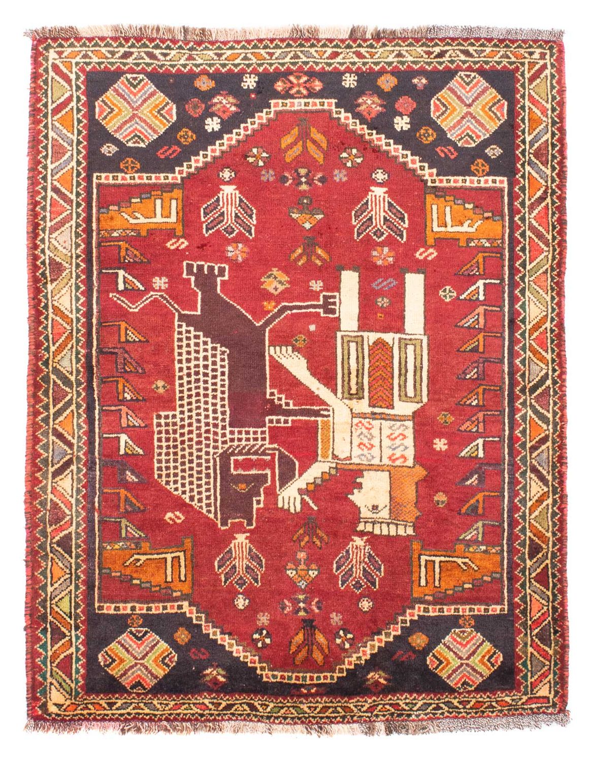 Persisk tæppe - Nomadisk - 167 x 120 cm - mørkerød