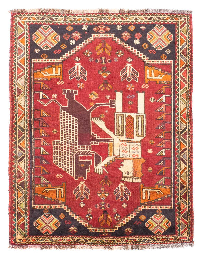 Persisk tæppe - Nomadisk - 167 x 120 cm - mørkerød