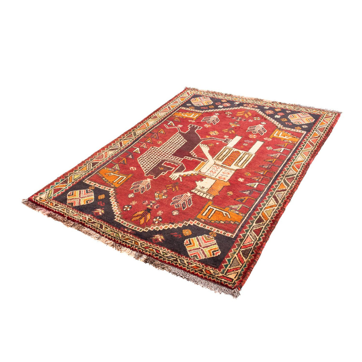 Persisk tæppe - Nomadisk - 167 x 120 cm - mørkerød