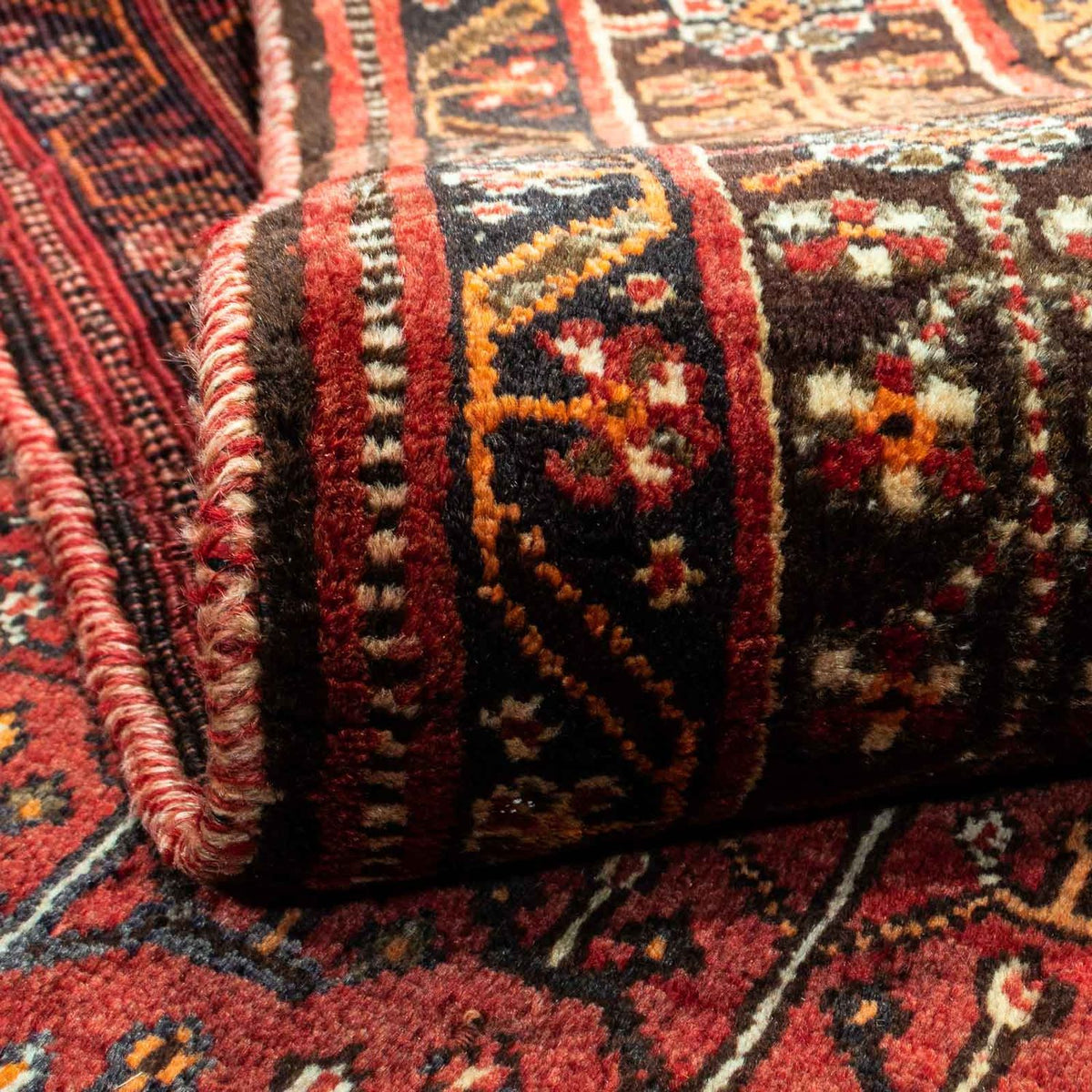 Persisk tæppe - Nomadisk - 240 x 158 cm - mørkerød