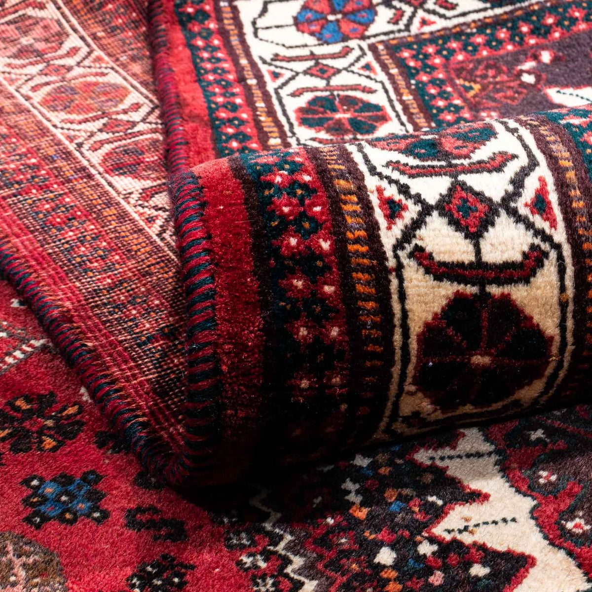 Persisk tæppe - Nomadisk - 244 x 183 cm - mørkerød