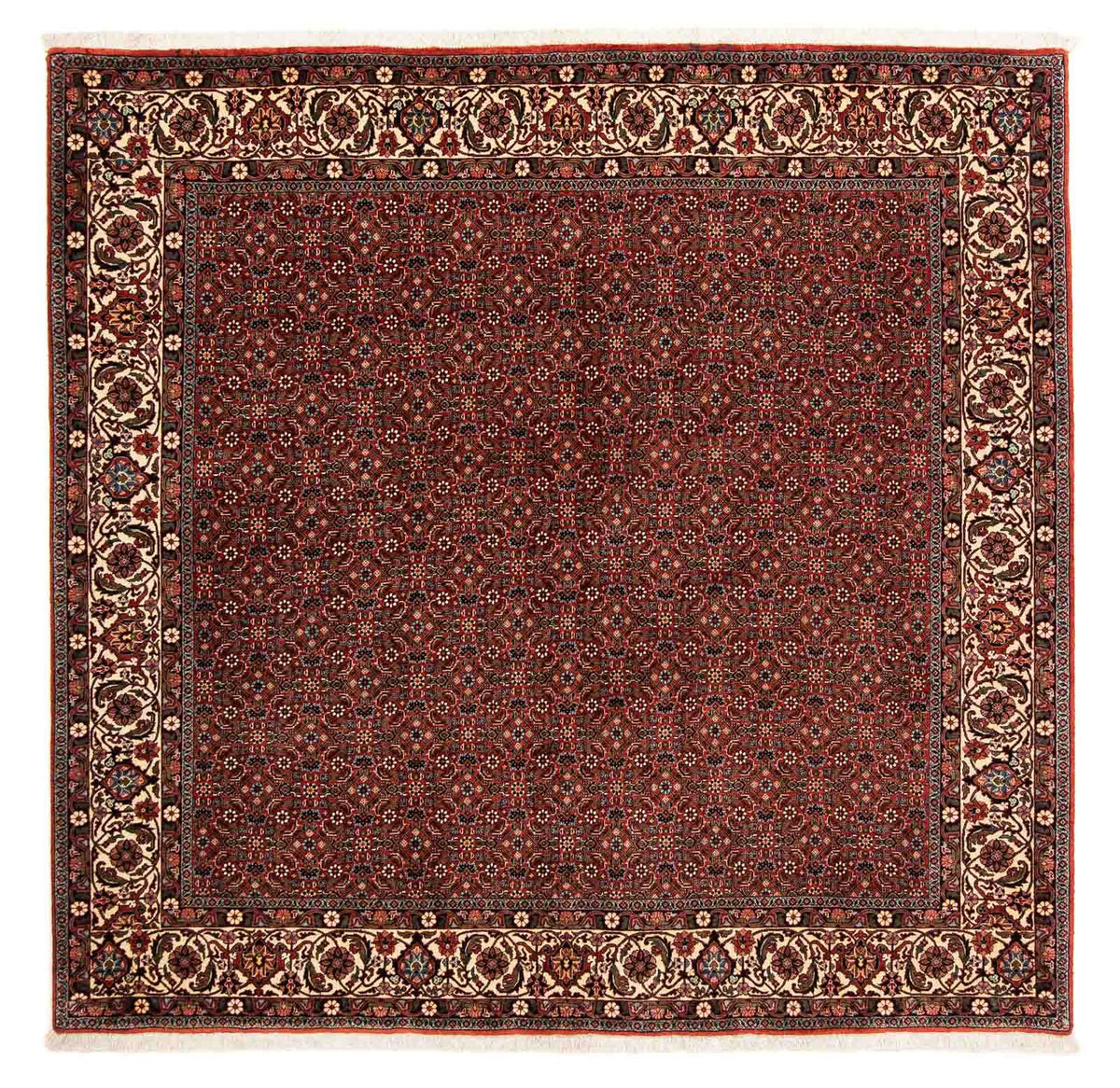 Persisk tæppe - Bijar firkantet - 203 x 197 cm - mørkerød