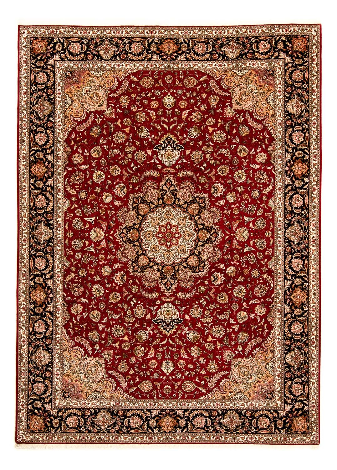 Persisk tæppe - Tabriz - Royal - 342 x 251 cm - mørkerød